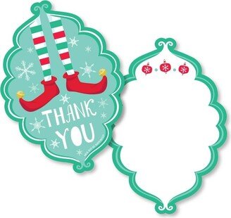 Big Dot of Happiness Elf Squad - Shaped Thank You Cards - Kids Elf Christmas and Birthday Party Shaped Thank You Cards with Envelopes - Set of 12