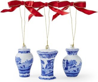 Blue Italian Mini Urn Ornaments, Set of 3