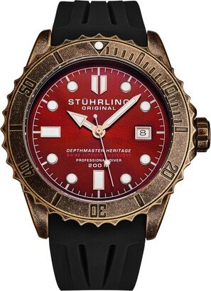 Men's Aquadiver Black Rubber , Red Dial , 44mm Round Watch