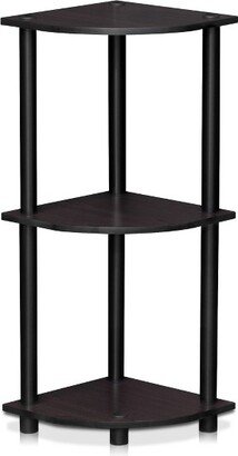 Turn-N-Tube 3-Tier Corner Display Rack Multipurpose Shelving Unit, Dark Walnut