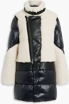 Convertible quilted shell and faux shearling down coat