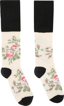 Black & Off-White Rosebud Socks