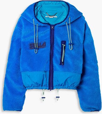 Cropped shell-trimmed fleece hooded jacket