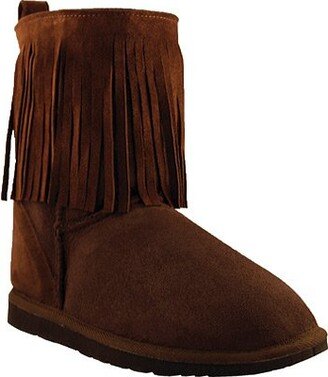 Women's Double Fringe Short Boot-AB