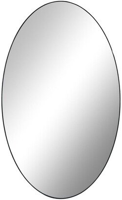 Black Wood Oval Shaped Wall Mirror with Thin Minimalistic Frame