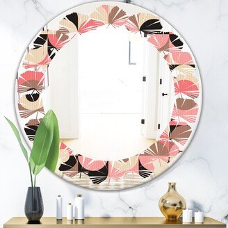 Designart 'Retro Geometric Design XI' Printed Modern Round or Oval Wall Mirror - Leaves