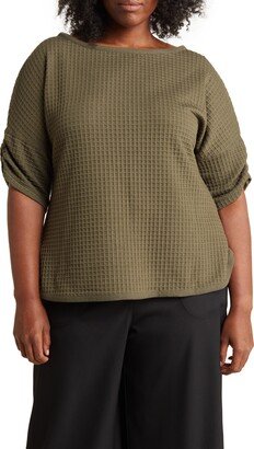 Waffle Knit Ruched Top