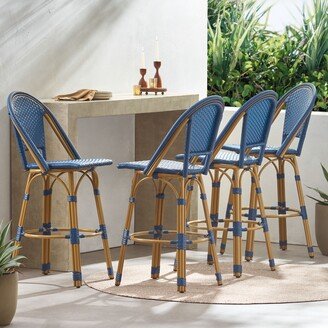 Shelton Wicker and Aluminum Outdoor 29.5 Inch Barstools