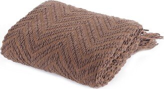 Knit Zig Zag Textured Woven Micro Chenille Throw, Extra Large