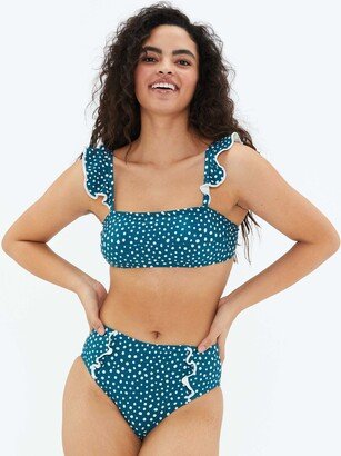 The Ruffle Oasis Bikini Top - On the Dot in Seaweed