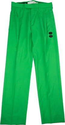 Green Straight-Leg Tailored Pants