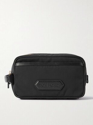 Leather-Trimmed Nylon Wash Bag-AA