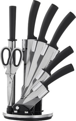 Cheer Collection 7 Piece Kitchen Knife Set with Chic Swivel Display Stand