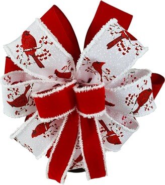 Outdoor Christmas Cardinal Bow, Bow For Mailbox, Red & White Bow Lantern Swag, Tree Topper