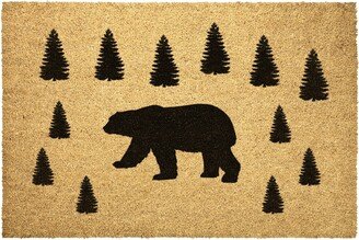 Brown Bear Trees Western Cabin Doormat Outdoor Rug Forest Door Mat Decor Housewarming Summer Winter Christmas House Gift