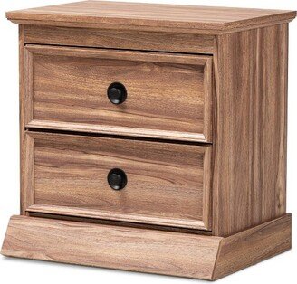 Ryker Oak Finished 2 Drawer Wood Nightstand Brown