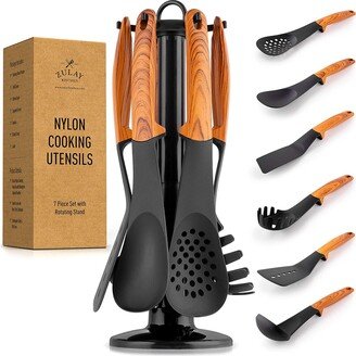 6-Piece Non-Stick Nylon Kitchen Utensil Set With Rotating Stand