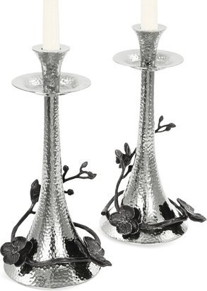 Black Orchid Set of 2 Candlestick Holders