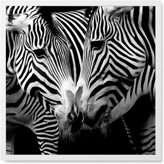 Photo Tiles: Zebra Nose Kiss Photo Tile, White, Framed, 8X8, Black