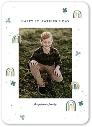 St. Patrick's Day Cards: Icon Doodles St. Patrick's Day Card, White, 5X7, Standard Smooth Cardstock, Rounded