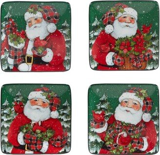 Set of 4 Christmas Lodge Santa Canape Dining Plates