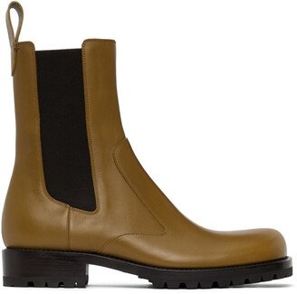 Yellow Leather Chelsea Boots