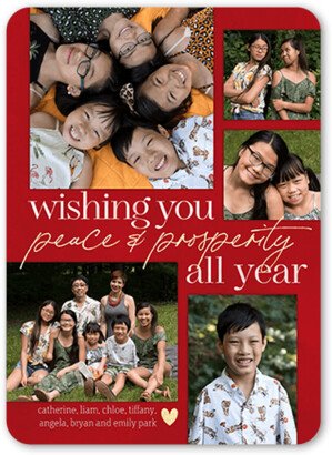 Lunar New Year Cards: Prosperous Year Lunar New Year Card, Red, 5X7, Pearl Shimmer Cardstock, Rounded