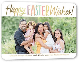 Easter Cards: Easter Wishes Easter Card, White, Gold Foil, 5X7, Matte, Personalized Foil Cardstock, Rounded