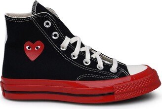 Black Cotton High-Top Sneakers