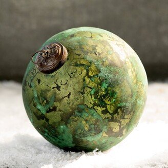 Green Marble Finish Glass Ball Ornament, Large - 5L x 5W x 5H