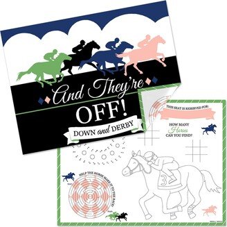 Big Dot Of Happiness Kentucky Horse Derby - Paper Coloring Sheets - Activity Placemats - Set of 16