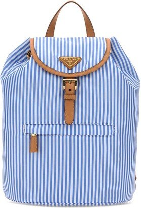 Logo Plaque Striped Backpack