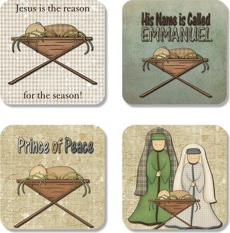 Christian Christmas Coasters, Coaster Set Of 4, Religious Set Housewarming Gift, Drink Hostess, The Reason For Season X-Xms035