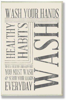 Home Decor Wash Your Hands Typography Bathroom Wall Plaque Art, 12.5 x 18.5