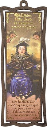 Holy Infant Of Atocha Child Jesus Brown Wooden Plaque Frame With Spanish Prayer Santo Nino De Placa Oracion Catholic Gift Wall Art