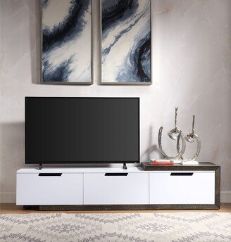 RASOO Scandinavian Style 75-79 TV Stand with 3 Drawers, Sliding Side Top, High Gloss Media Entertainment Center, TV Cabinet-AA