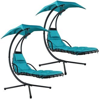 Sunnydaze Floating Chaise Lounger Swing Chair W/Canopy Umbrella