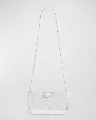 Phone Metallic Faux-Leather Chain Crossbody Bag