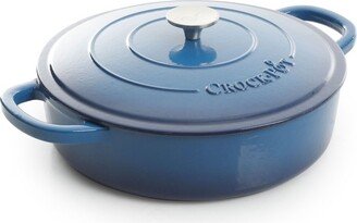 Artisan Enameled 5 Quart Cast Iron Round Braiser Pan with Self Basting Lid in Sapphire Blue