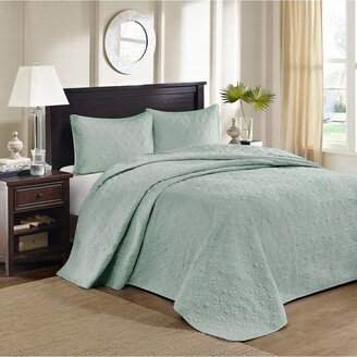 Gracie Mills 3-pc Quebec Bedspread Set, Seafoam - Queen