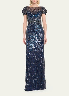 Sungem Bead-Embellishment Tulle Gown