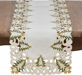 Saro Lifestyle Christmas Trees Holiday Table Runner, 16 x 68