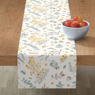 Table Runners: Australian Wattle & Eucalyptus Watercolor Floral Table Runner, 72X16, Multicolor