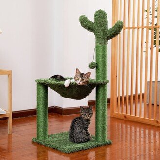 Cactus Cat Tree Cat Scratching Post with Hammock Play Tower