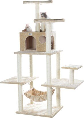 GleePet 68-Inch Real Wood 5-Level Cat Tree With Hammock & Condo