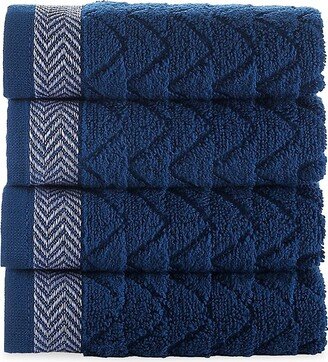 4-Piece Herringbone Turkish Cotton Wash Cloth Set