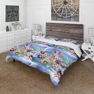 Designart 'Vibrant Wild Spring Leaves and Wildflowers XIII' Modern Duvet Cover Set