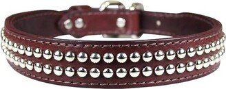 Omni Studded Latigo Leather Collar In Burgundy