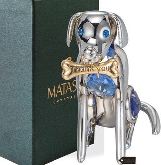 Matashi Home Decorative Tabletop Showpiece Chrome Plated Silver Dog & Bone with Blue Crystals