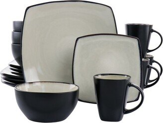 Elite Soho Lounge 16 Piece Square Stoneware Dinnerware Set in Sand